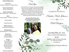 Wedding Program design with foliage leaves effect